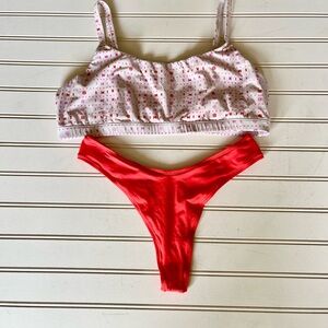 Skims Lot of 2 Fits Everybody Scoop Neck Bralette & Thong Logo Print Lounge Soft